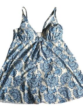 Nicole Miller Blue and White Floral One-Piece Swimsuit